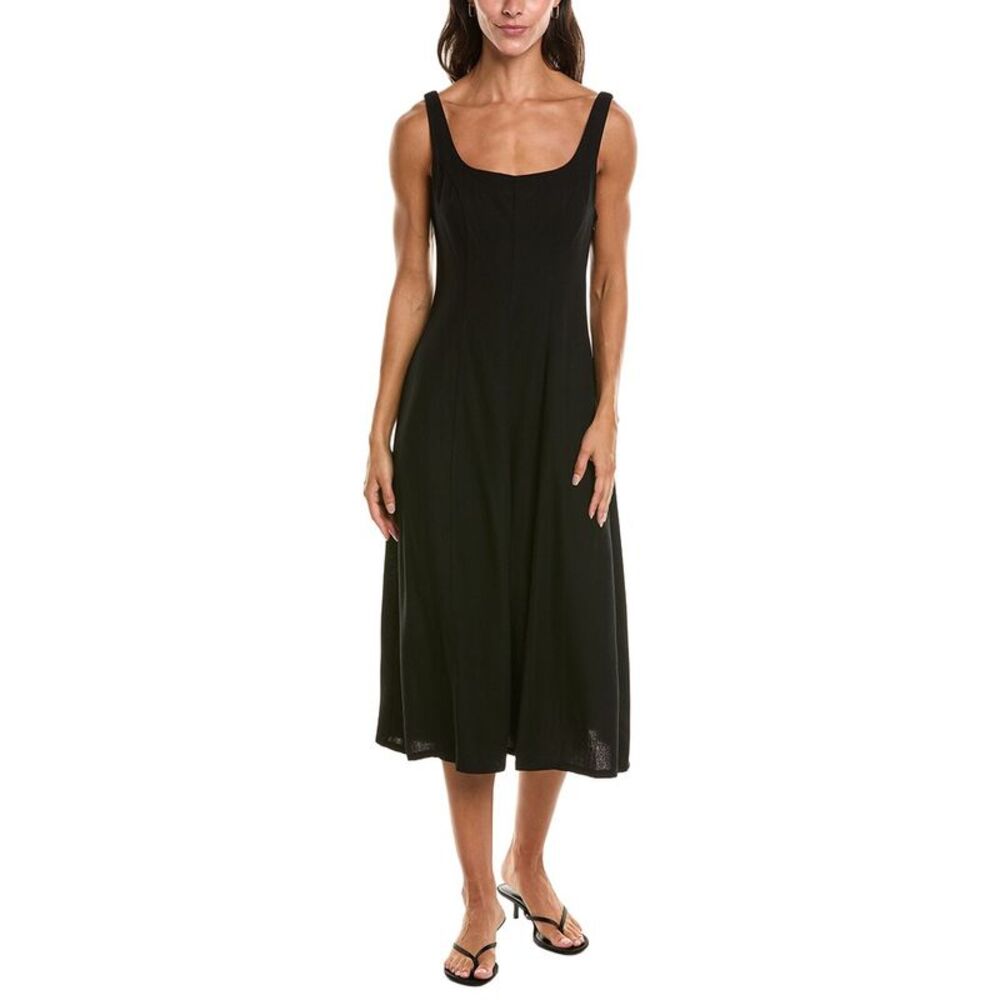 Nanette Nanette Lepore Womens  Linen-Blend Mid Dress, Black